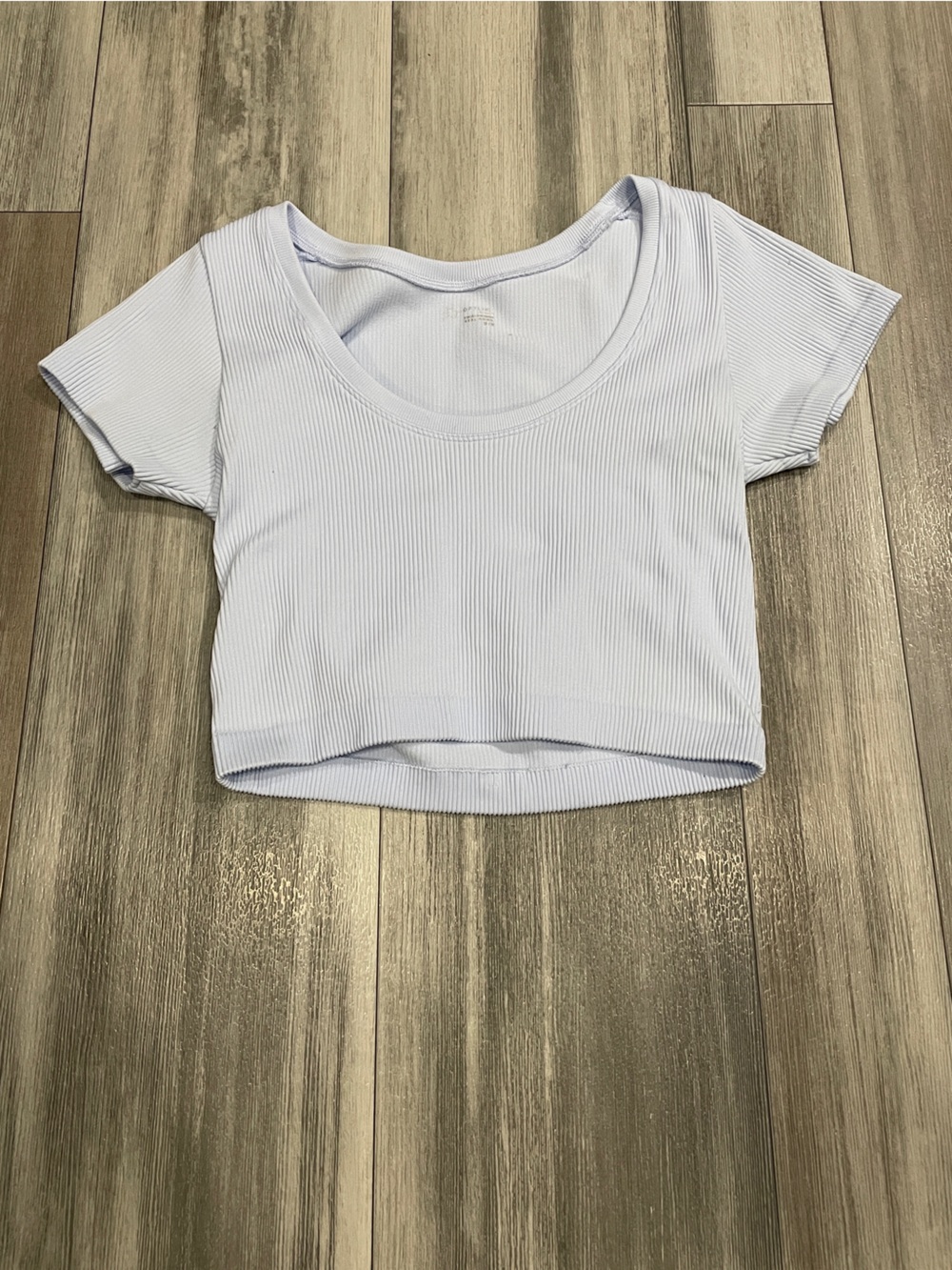 Offline by Aerie Fitted Light Blue Ribbed Scoop Neck Crop Top